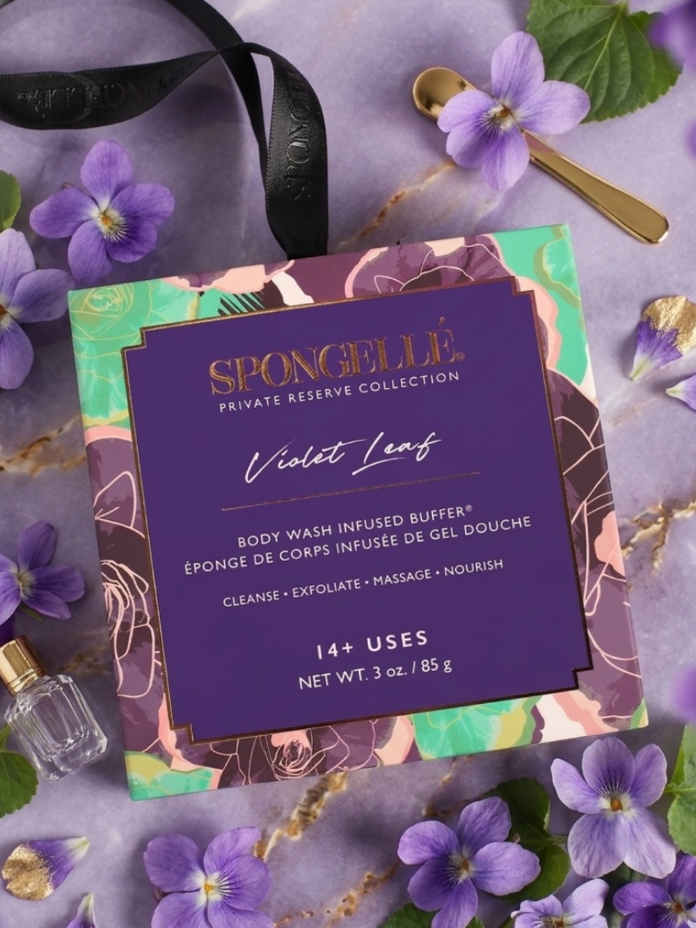 NEW Spongelle Violet Leaf | Boxed Flower